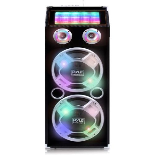  Pyle PSUFM1035A 1000W Disco Jam Powered Two-Way Bluetooth Active PA Speaker System With Flashing DJ Lights