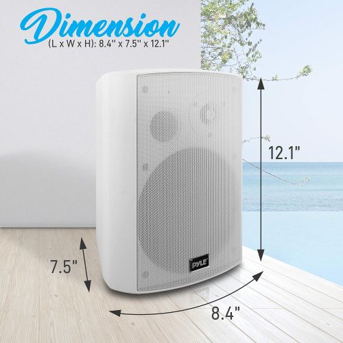  Pyle Outdoor Wall-Mount Patio Stereo Speaker - Waterproof Bluetooth Wireless & No Amplifier Needed - Portable Electric Theater Sound Surround System for Home Party Cabinet Enclosure- Py