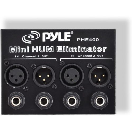  Pyle Compact Mini Hum Eliminator Box - 2 Channel Passive Ground Loop Isolator, Noise Filter, AC Buzz Destroyer, Hum Killer w/ 1/4 TRS Phone, XLR Input/Output, Uses 1:1 Isolation Transfo