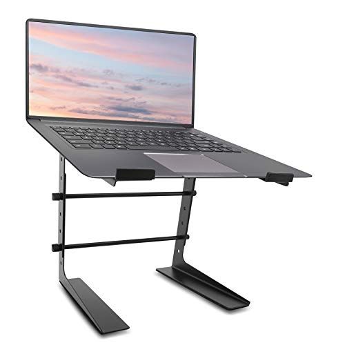  Pyle Portable Adjustable Laptop Stand - 6.3 to 10.9 Inch Anti-Slip Standing Table Monitor or Computer Desk Workstation Riser with Level Height Alignment for DJ, PC, Gaming, Home or