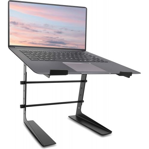  Pyle Portable Adjustable Laptop Stand - 6.3 to 10.9 Inch Anti-Slip Standing Table Monitor or Computer Desk Workstation Riser with Level Height Alignment for DJ, PC, Gaming, Home or