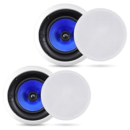 Pyle 2-Way In-Wall In-Ceiling Speaker System - Dual 6.5 Inch 250W Pair of Hi-Fi Ceiling Wall Flush Mount Speakers w/ 1 Silk Dome Tweeter, Adjustable Treble Control - For Home Theater En