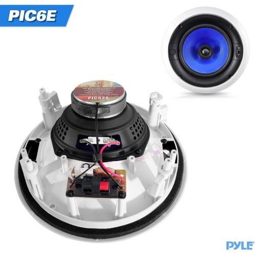  Pyle 2-Way In-Wall In-Ceiling Speaker System - Dual 6.5 Inch 250W Pair of Hi-Fi Ceiling Wall Flush Mount Speakers w/ 1 Silk Dome Tweeter, Adjustable Treble Control - For Home Theater En
