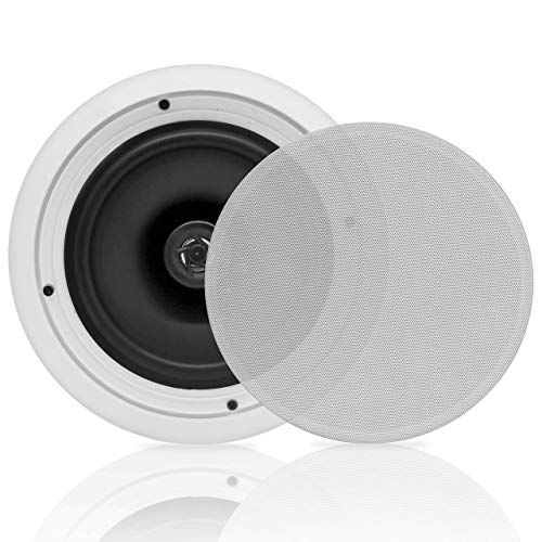  Pyle 8 2-Way Midbass Woofer Speakers - Pair In-Wall/In-Ceiling Woofer Speaker System 1 High Temperature Voice Coil Flush Mount Design w/50Hz - 20kHz Frequency Response 250 Watts Peak -