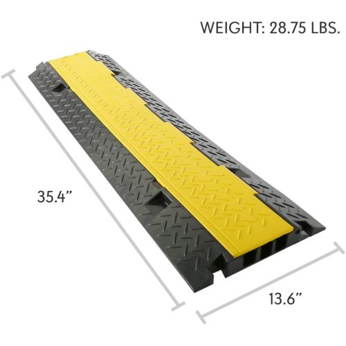  Pyle Durable Ramp Supports 33000lbs Three Channel Heavy Duty Cord Protection w/Flip-Open Top Cover, 35.4” x 13.6” x 1.96” Cable Concealer for Indoor Outdoor Use PCBLCO105