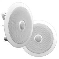 Pyle 8” Ceiling Wall Mount Speakers - Pair of 2-Way Midbass Woofer Speaker Directable 1” Titanium Dome Tweeter Flush Design w/ 55Hz-22kHz Frequency Response & 300 Watts Peak Easy Instal