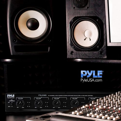  Pyle 6 Channel Speaker Selector Switch - Multi Zone A B Speaker Distribution Controller Box w/ Independent Audio Source Volume Control, Supports Home Theater Stereo Receiver System - Py