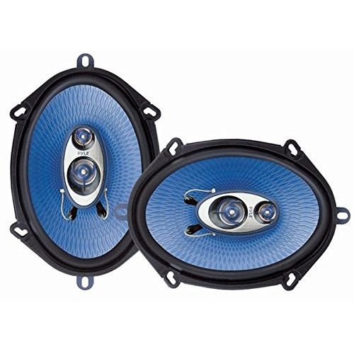  Pyle 5” x 7” Car Sound Speaker (Pair) - Upgraded Blue Poly Injection Cone 3-Way 300 Watts w/ Non-fatiguing Butyl Rubber Surround 80 - 20Khz Frequency Response 4 Ohm & 1 ASV Voice Coil -