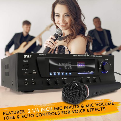  300W Digital Stereo Receiver System - AM/FM Qtz. Synthesized Tuner, USB/SD Card MP3 Player & Subwoofer Control, A/B Speaker, iPod/MP3 Input w/ Karaoke, Cable & Remote Sensor - Pyle