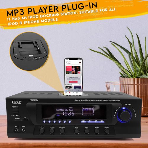  300W Digital Stereo Receiver System - AM/FM Qtz. Synthesized Tuner, USB/SD Card MP3 Player & Subwoofer Control, A/B Speaker, iPod/MP3 Input w/ Karaoke, Cable & Remote Sensor - Pyle