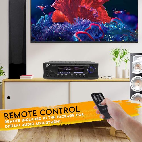  300W Digital Stereo Receiver System - AM/FM Qtz. Synthesized Tuner, USB/SD Card MP3 Player & Subwoofer Control, A/B Speaker, iPod/MP3 Input w/ Karaoke, Cable & Remote Sensor - Pyle