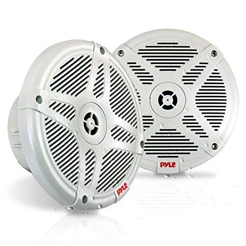  6.5 Inch Marine Speakers (Pair) - 2-way IP-X4 Waterproof and Weather Resistant Outdoor Audio Dual Stereo Sound System with 600 Watt Power and Low Profile Design - Pyle PLMR652W (Wh