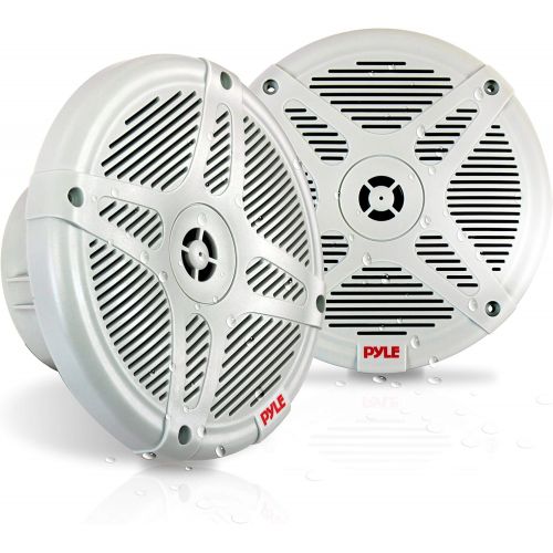  6.5 Inch Marine Speakers (Pair) - 2-way IP-X4 Waterproof and Weather Resistant Outdoor Audio Dual Stereo Sound System with 600 Watt Power and Low Profile Design - Pyle PLMR652W (Wh