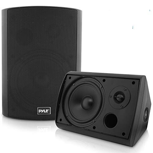  Pyle Pair of Wall Mount Waterproof & Bluetooth 6.5 Indoor/Outdoor Speaker System, with Loud Volume and Bass. (Pair, Black. PDWR62BTBK)