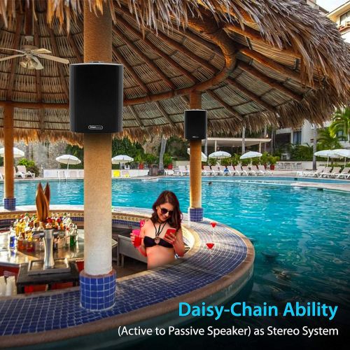  Pyle Pair of Wall Mount Waterproof & Bluetooth 6.5 Indoor/Outdoor Speaker System, with Loud Volume and Bass. (Pair, Black. PDWR62BTBK)