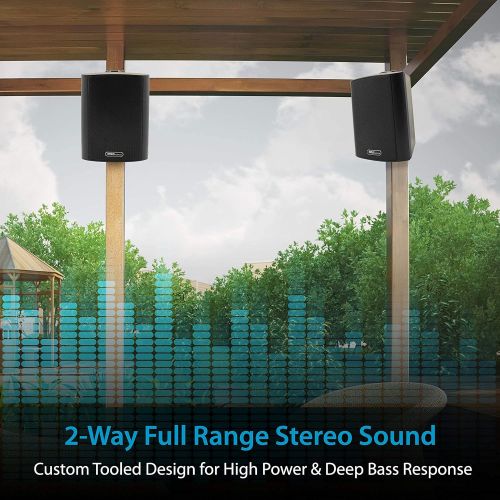  Pyle Pair of Wall Mount Waterproof & Bluetooth 6.5 Indoor/Outdoor Speaker System, with Loud Volume and Bass. (Pair, Black. PDWR62BTBK)