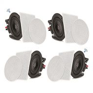 Pyle 8” 4 Bluetooth Flush Mount In-wall In-ceiling 2-Way Speaker System Quick Connections Changeable Round/Square Grill Polypropylene Cone & Tweeter Stereo Sound 4 Ch Amplifier 250