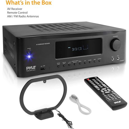  Pyle 5.2-Channel Hi-Fi Bluetooth Stereo Amplifier - 1000 Watt AV Home Speaker Subwoofer Sound Receiver W/ Radio, USB, RCA, HDMI, Mic In, Wireless Streaming, Supports 4K UHD TV, 3D, Blu-