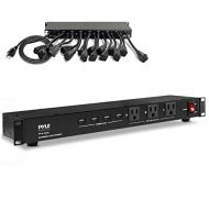 Pyle 19 Outlet 1U 19 Rackmount PDU Power Distribution Supply Center Conditioner Strip Unit Surge Protector 15 Amp Circuit Breaker 4 USB Multi Device Charge Ports 15FT Cord (PCO865)