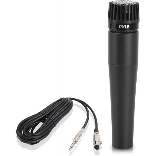  Professional Handheld Moving Coil Microphone - Dynamic Cardioid Unidirectional Vocal, Built-in Acoustic Pop Filter, Includes 15ft XLR Audio Cable to 1/4 Audio Connection - Pyle PDM