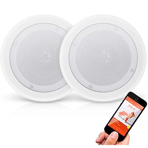  Pyle Pair 8” Bluetooth Flush Mount In-wall In-ceiling 2-Way Universal Home Speaker System Spring Loaded Quick Connections Polypropylene Cone Polymer Tweeter Stereo Sound 250 Watts