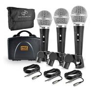Pyle 3 Piece Professional Dynamic Microphone Kit Cardioid Unidirectional Vocal Handheld MIC with Hard Carry Case & Bag, Holder/Clip & 26ft XLR Audio Cable to 1/4 Audio Connection (