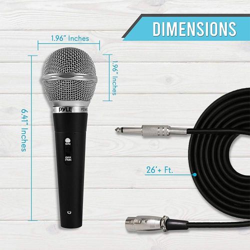  Pyle 3 Piece Professional Dynamic Microphone Kit Cardioid Unidirectional Vocal Handheld MIC with Hard Carry Case & Bag, Holder/Clip & 26ft XLR Audio Cable to 1/4 Audio Connection (