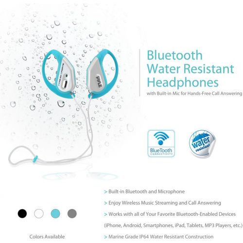  Pyle PWBH18BL Water Resistant Bluetooth Streaming Wireless Headphones with Built-in Microphone, Blue