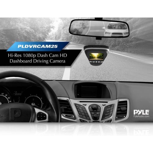 Pyle PLDVRCAM25 -1080p Dash Cam HD Dashboard Driving Camera for Cars and Vehicles with Night Vision - Discrete and Secure Window Mount - Snap Images and Record Video
