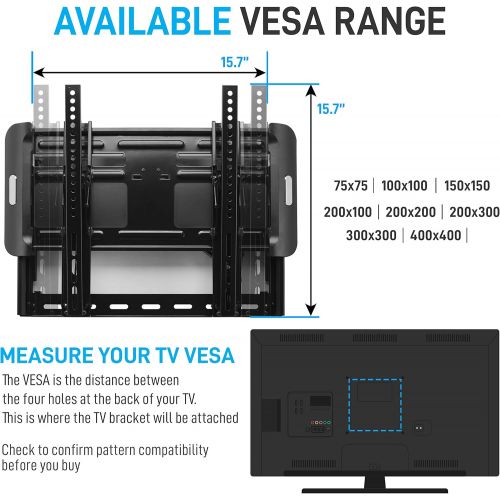  Pyle Universal Adjustable TV Wall Mount - Slim Quick Install VESA Mounting Bracket for TV Monitor, Mounts 32 to 47 Inch HDTV, LED, LCD, Plasma, Flat, Ultrawide Smart Television Up to 55