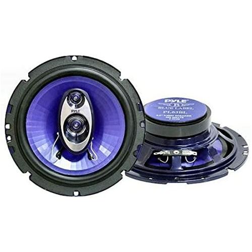  Pyle PL463BL 4x6 240W 3-Way Car Audio Coaxial Speakers, Blue(Pair) and Pyle PL63BL 6.5 360W 3-Way Car Audio Coaxial Speakers, Blue (Pair)