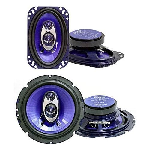  Pyle PL463BL 4x6 240W 3-Way Car Audio Coaxial Speakers, Blue(Pair) and Pyle PL63BL 6.5 360W 3-Way Car Audio Coaxial Speakers, Blue (Pair)