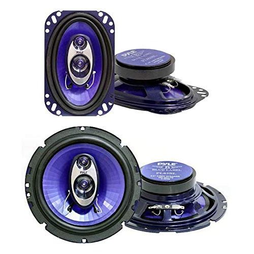 Pyle PL463BL 4x6 240W 3-Way Car Audio Coaxial Speakers, Blue(Pair) and Pyle PL63BL 6.5 360W 3-Way Car Audio Coaxial Speakers, Blue (Pair)