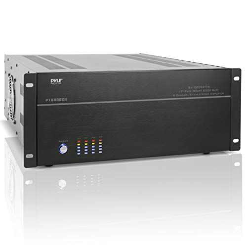  4 Multi-Zone Stereo Amplifier - 19” Rack Mount, Powerful 8000 Watts with Speaker Selector Volume Control & LED Audio Level Display - 4-Ch. Bridgeable Switches - Pyle PT8000CH