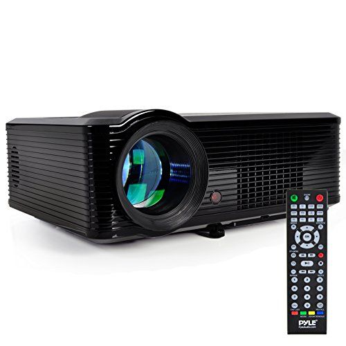  Pyle Updated Video Projector 5” - LCD Panel LED Cinema Home Theater with Built-in Stereo Speakers, 2 HDMI Ports & Keystone Adjustable Picture Projection for TV PC Computer & Laptop