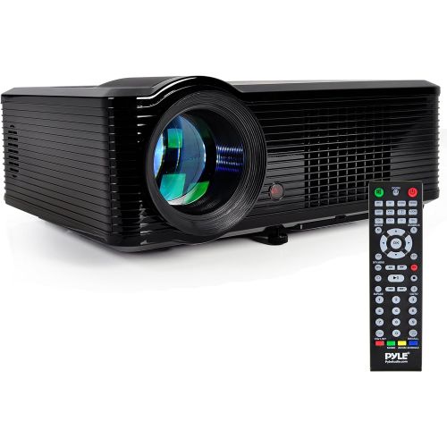  Pyle Updated Video Projector 5” - LCD Panel LED Cinema Home Theater with Built-in Stereo Speakers, 2 HDMI Ports & Keystone Adjustable Picture Projection for TV PC Computer & Laptop