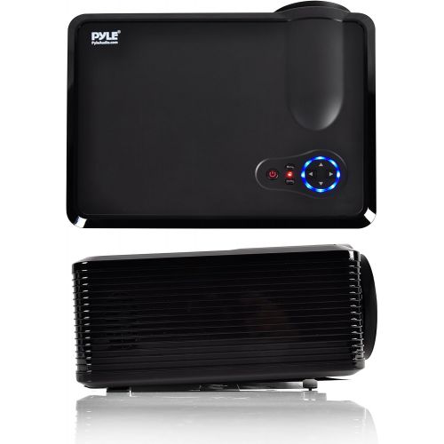  Pyle Updated Video Projector 5” - LCD Panel LED Cinema Home Theater with Built-in Stereo Speakers, 2 HDMI Ports & Keystone Adjustable Picture Projection for TV PC Computer & Laptop