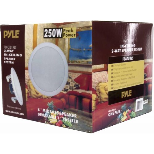  Pyle 8 Inch 500W 2 Way in Wall Ceiling Home Speakers System (Pair) (10 Pack)