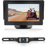 Pyle Waterproof Backup Rear View Camera - Wireless Car Parking Rearview Reverse Safety Vehicle Monitor System w/ 4.3” Video Color LCD Display Screen, Distance Scale Lines, Night Vision