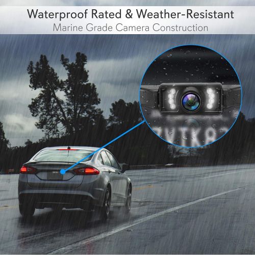  Pyle Waterproof Backup Rear View Camera - Wireless Car Parking Rearview Reverse Safety Vehicle Monitor System w/ 4.3” Video Color LCD Display Screen, Distance Scale Lines, Night Vision