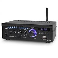 Pyle Bluetooth Computer Speaker Amplifier - 2x120 Watt Home Stereo Power Amplifier Home Audio Receiver System W/Blue Led Display, USB/SD, AUX, RCA, Headphone Jack - Remote - PCAU46