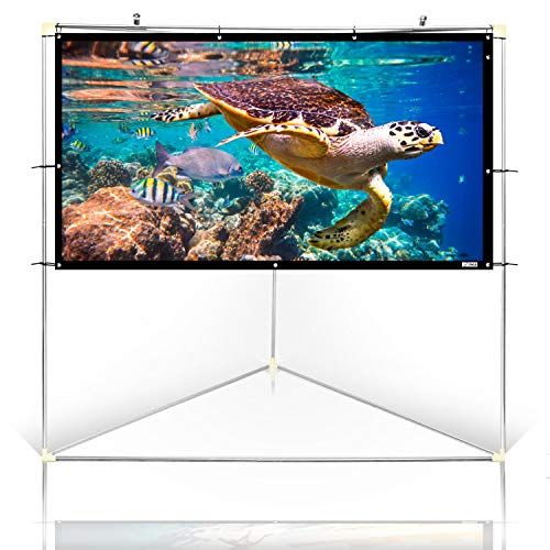  Pyle 100 Outdoor Portable Matt White Theater TV Projector Screen w/Triangle Stand - 100 inch, 16:9, 1.15 Gain Full HD Projection for Movie/Cinema/Video/Film Showing Outside Home-PR