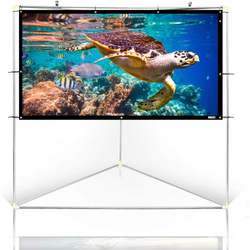  Pyle 100 Outdoor Portable Matt White Theater TV Projector Screen w/Triangle Stand - 100 inch, 16:9, 1.15 Gain Full HD Projection for Movie/Cinema/Video/Film Showing Outside Home-PR