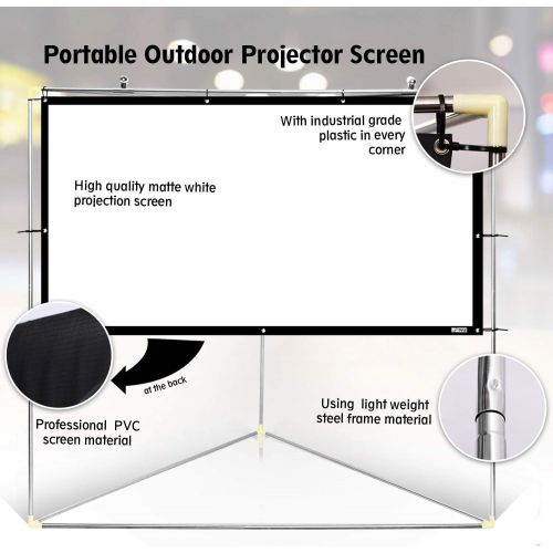  Pyle 100 Outdoor Portable Matt White Theater TV Projector Screen w/Triangle Stand - 100 inch, 16:9, 1.15 Gain Full HD Projection for Movie/Cinema/Video/Film Showing Outside Home-PR