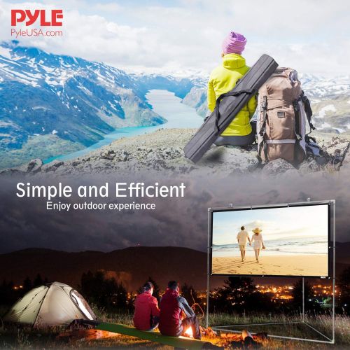  Pyle 100 Outdoor Portable Matt White Theater TV Projector Screen w/Triangle Stand - 100 inch, 16:9, 1.15 Gain Full HD Projection for Movie/Cinema/Video/Film Showing Outside Home-PR