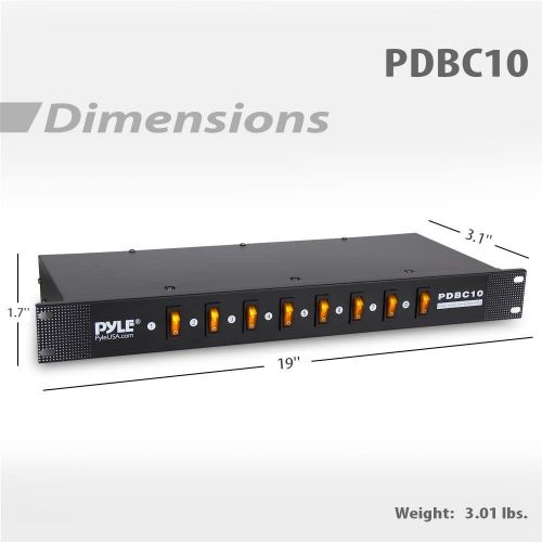  Pyle Electric Rack Mount PDU Unit - 8 Outlets w/ Digital Display and Surge Protection, 1U/15A/120V Aluminum Alloy Power, Covered w/ ON/OFF Switch,Wide Usage & Built-In Circuit Breaker -