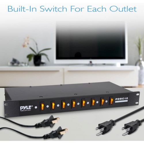  Pyle Electric Rack Mount PDU Unit - 8 Outlets w/ Digital Display and Surge Protection, 1U/15A/120V Aluminum Alloy Power, Covered w/ ON/OFF Switch,Wide Usage & Built-In Circuit Breaker -