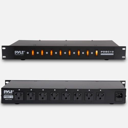  Pyle Electric Rack Mount PDU Unit - 8 Outlets w/ Digital Display and Surge Protection, 1U/15A/120V Aluminum Alloy Power, Covered w/ ON/OFF Switch,Wide Usage & Built-In Circuit Breaker -