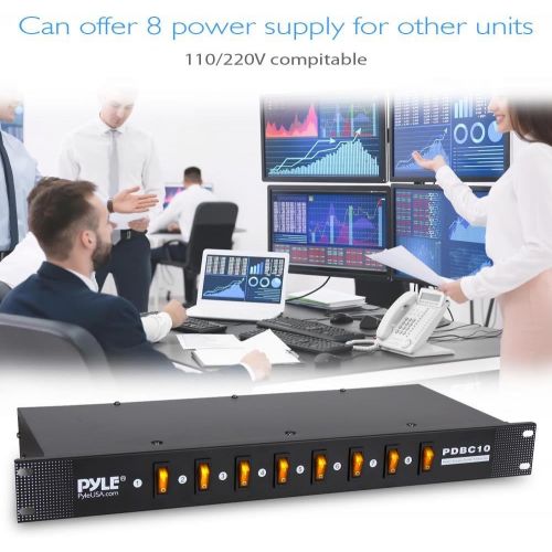  Pyle Electric Rack Mount PDU Unit - 8 Outlets w/ Digital Display and Surge Protection, 1U/15A/120V Aluminum Alloy Power, Covered w/ ON/OFF Switch,Wide Usage & Built-In Circuit Breaker -