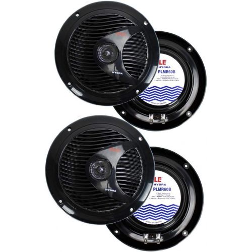  4) PYLE PLMR60B 6.5 300W Marine/Boat Dual Cone Waterproof Speakers TWO PAIR